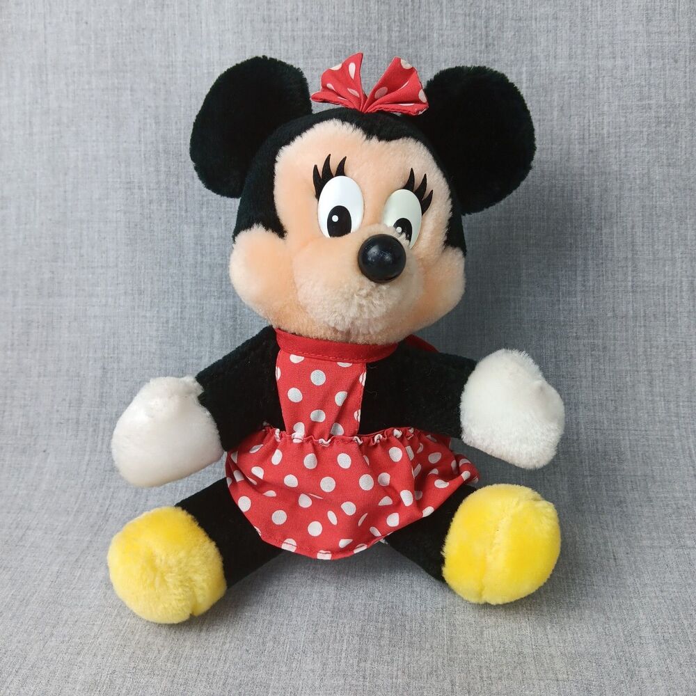 Walt Disney World Minnie Mouse Stuffed Animal Plush Toy Doll Red Polka Dot Dress
